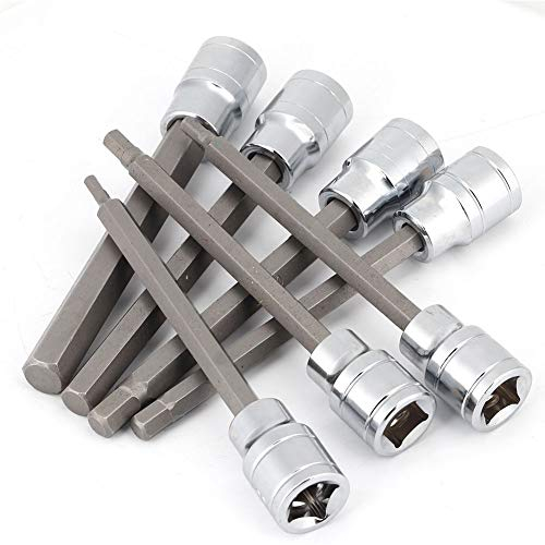 Qiilu 7mm Nuss 1/2 7 Pièces Jeu de Douilles Hexagonales Extra Longues 3 4 5 6 7 8 10 Mm Kit D'outils de Réparation D'entraînement Jeu de Douilles Hexagonales Douilles Hexagonales Impériales Jeu