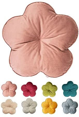 beties Coussin décoratif de la série Samt&Sonders - Motif fleur - Environ 50 cm de diamètre - Vieux rose