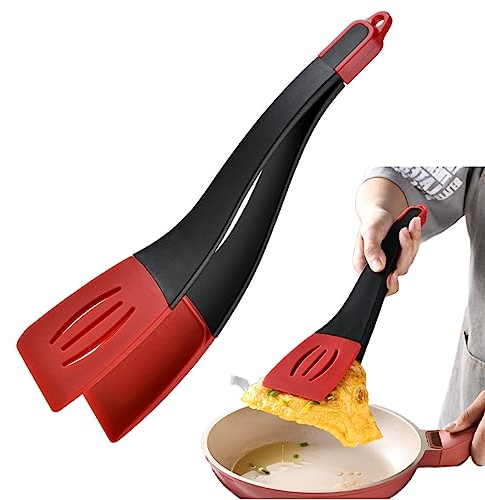 KUNANG Kitchen Silicone Spatula Tongs For Cooking,3 in 1 Kitchen Silicone Spatula Tongs For Cooking Serving,Heat Resistant Detachable Flexible Flipping Clip Multipurpose BBQ Food Clamp