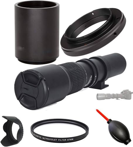 OPTURA HD 500mm/1000mm f/8 Manual Telephoto Lens for Nikon D5600 D5500 D5300 D5200 D5100 D3500 D3400 D3X D3300 D3100 D3200 D7500 D7200 D7000 D7100 D750 D90 D850 Camera Lenses
