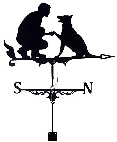 Girouette pour homme et chien avec tige de montage de toit, indicateur de direction du vent, support en métal extérieur pour jardin et cour