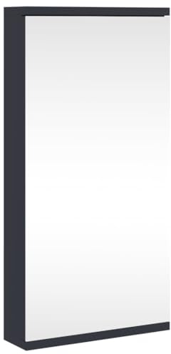 vidaXL Eck Spiegelschrank, Badschrank mit Spiegel, Hängeschrank Badezimmerschrank mit 2 Ablagen, Wandschrank Badmöbel Badspiegel, Grau