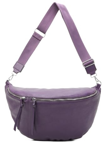 OBC Damen Tasche Crossbody Brusttasche Hüfttasche Schultertasche Umhängetasche Bauchtasche Gürteltasche Crossover Reisetasche Body Bag Kunstleder Lila XXL