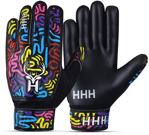 HHH Guantes de Portero de fútbol para niños y jóvenes, con Palmas de látex de 4 mm y súper Agarre.
