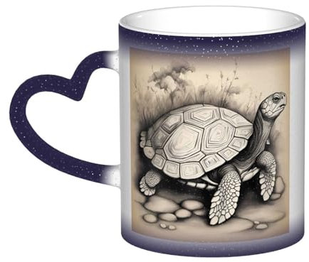 Turtle Write Keramiktasse mit Farbwechsel, innovative, faszinierende Kaffeetasse, mit einzigartigem, reaktivem Design