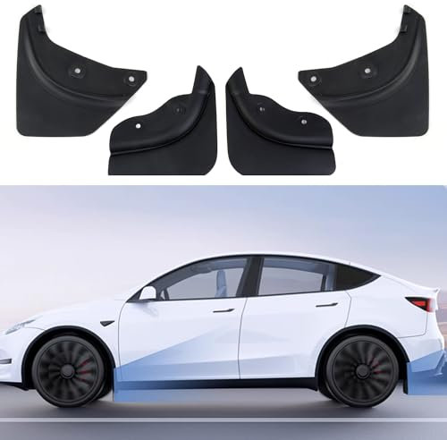 TOPABYTE Paraspruzzi per Tesla Model Y 2020-2025 Parafanghi Flessibili Aggiornati Non è Necessario Praticare fori Protezione per Pneumatici del Veicolo Paraspruzzi Accessori Esterni