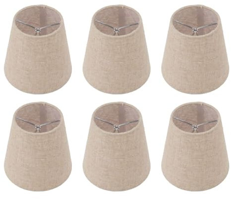 Gsycle Pantalla De Lámpara Pequeña, 6 Uds. Pantallas De Lámpara De Lino Clip En Pantalla De Lámpara Mini Pantalla De Tela De Barril para Juego De Pantallas De Lámpara De Araña De Mesa