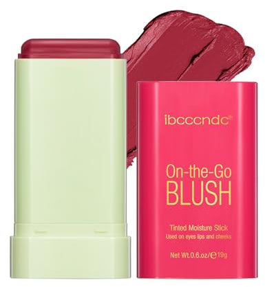 VIDIND Cream Stick Blush, 3-in-1-Mehrzweck-Rouge für Wangen, Augen und Lippen, langanhaltendes, cremiges Stick-Rouge, leicht und atmungsaktiv, Mehrzweck-Rouge für alle Hauttöne（2#hot red）