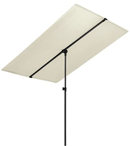 ARKEM Sonnenschirm mit Aluminium-Mast 180 x 110 cm Sandweiß Strandschirm Windfest Stabil