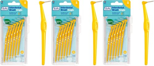 TePe Angle Interdentalbürsten Gelb (ISO Größe 4: 0,7 mm) / Kontrollierte Reinigung der Zahnzwischenräume auch an schwer zugänglichen Stellen / 1 x 6 Angle Interdentalbürsten | 6 Stück (3er Pack)
