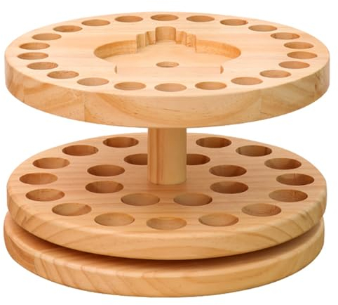 OVARIA Porta Oli Essenziali in Legno, Supporto a 2 Livelli può Contenere Fino a 46 Bottiglie di Olio Essenziale e diffusore, for Bottiglie di Oli Essenziali da 5 ml, 10 ml, 15 ml, 20 ml