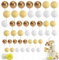 48 Stück Tortendeko Kugeln Cake Topper, 3 Farben Kuchen Deko, DIY-Kucheneinsatz Topper für Jubiläum Geburtstagsfeier Baby Shower Kuchendekoration (gelbes Platin)