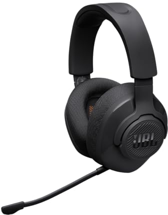 JBL Quantum 360 Casque gaming circum-auriculaire sans fil, double connexion 2,4 GHz et Bluetooth, autonomie 22 h, micro amovible, compatible avec plusieurs plateformes, noir