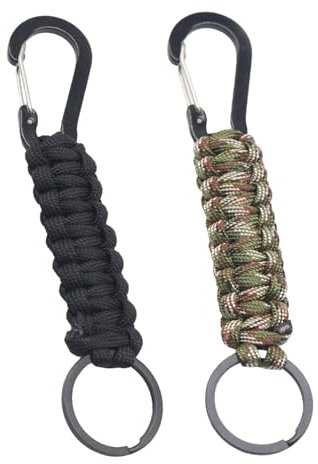 2 pièces de porte-clés en paracorde, mousquetons en corde tressée, pendentifs en paracorde, porte-clés en paracorde, pendentifs d'escalade en plein air, adaptés au camping et à la randonnée
