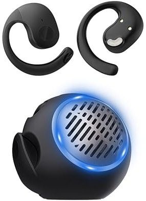 Open Ear Running Headphones with Small Mini Portable Bluetooth 5.4 Speaker Wireless Sports Gym Hook Earphones Over Ear TWS Open Earbuds Wireless Ear Phones Bluetooth for iPhone Android Runners Fitness