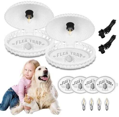 Domigard 2 Stück Flohfalle & Bettwanzenfalle mit Licht und Klebepad - Effektive Klebefalle für Wohnung, Schlafzimmer, Wohnzimmer, Kinderzimmer, Küche - Ungiftig