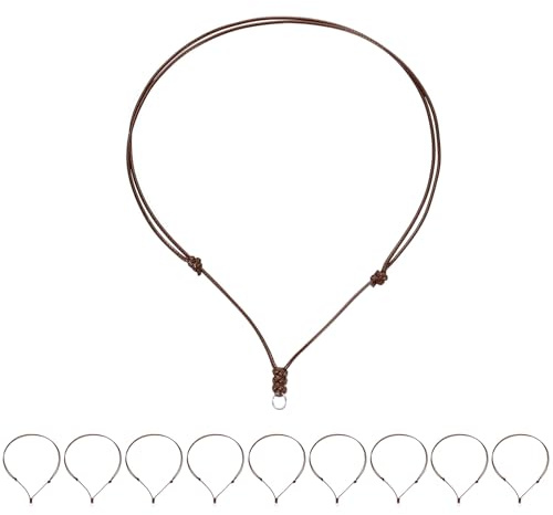 QUARKZMAN 10Stk Verstellbare Halsketten Kordeln 1.5mm Dicken 18-30 Handgemachte Bastel Seile mit Metall Ring für Aufhängen Anhänger Basteln Braun