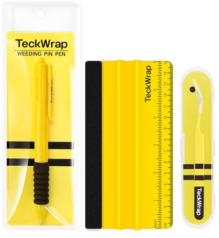 TECKWRAP Scraper Crafting Tool Set - 3 PCS Precision Craft Vinyl Basic Tool Kit, Pin Pen, Tweezers, Vinyl Squeegee, Weeding Tool Kits for Vinyl, Paper, Iron-on Projects