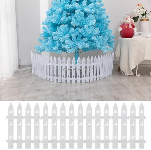 Recinzione per Albero di Natale, 25 Pezzi 12x29,5 cm Recinto per Albero di Natale in Plastica Bianca, Recinzione Decorativa per Albero di Natale, Decorazione per Feste di Natale Giardino Casa