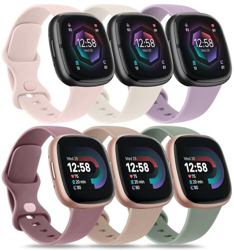 Mugust 6 Armbänder kompatibel mit Fitbit Versa 3 / Versa 4 Bändern / Fitbit Sense / Sense 2, weiches Sportuhrenarmband, Ersatzarmbänder für Damen und Herren (Packung G, groß)