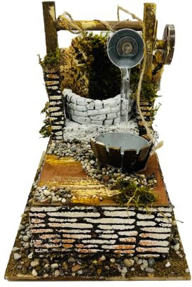 Holyhome Fuente para Belén con Bomba 14x20x18 cm (5.51x7.87x7.08 Inch) Efecto Real, Hecha a Mano, Made in Italy
