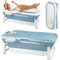 Faltbare Badewanne Erwachsene, Klappbare Mobile Badewanne mit Massagerollen und Thermometer, Foldable Bathtub, Abnehmbarer Abdeckung, Seifenkorb, Tragbare Klappbadewanne für Badezimmer, 148x62x53cm