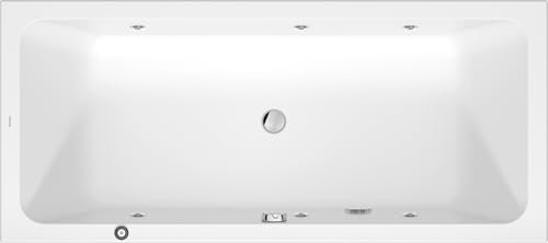 Duravit D-Code baignoire balnéo, 1800x800mm, 2 inclinaisons de dossier, Jet Project, rectangulaire, écoulement au pied, blanc brillant, 760672000JP1000