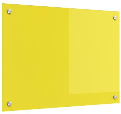vidaxl Kitchen Backsplash - Yellow Tempered Glass, 70x50x0.6 cm, Rectangular Heat Resistant Splashback for Contemporary Home/Chef Kitchens