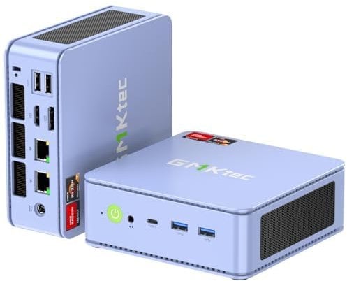 GMKtec Nucbox M5 Plus Gaming Mini PC - AMD Ryzen 7 5825U Mini Computers with 32GB(16GB*2) DDR4,1TB PCIe3.0 SSD Micro PC with Dual 2.5G LAN,Triple Display - Blue