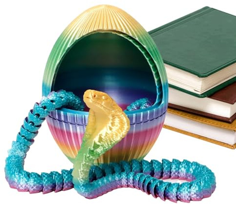 3D-gedrucktes Schlangenspielzeug,3D-Druck Drache im Ei,Schlangenstatue |Schlangen-Gang-Ei-Ornament, Schlangen-Statuen-Dekoration, Fidget--Ei für Desktop-Dekoration