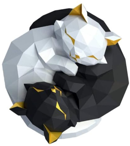 YAIUNHIQ 3D-Origami-Katze, Papiermodell, Papierbastelset, Tischdekoration, Wanddekoration, DIY-Puzzle, Papierbasteln, DIY-vorgeschnittenes Papierbasteln