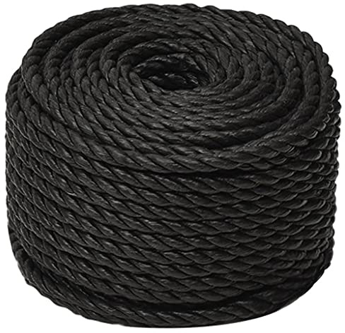 Générique Corde de Travail Noir 20 mm 50 m polypropylène,Quincaillerie,Accessoires de quincaillerie,Chaînes, câbles & Cordes,Cordes & câbles de Construction,Noir,8.4 KG,153030