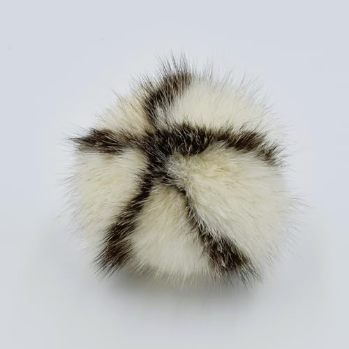 ELLIESKY Premium Echtfell Bommel XXL 14 cm - gestreift & einzigartig - super flauschig - für Mützen, Taschen & DIY - handgefertigt