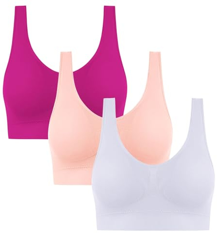 Lot de 3 Brassière Sport Femme Maintien Fort Bralette sans Armature Soutien Gorge sous Vetements Feminins Vetement Bretelle Large sous-Vêtements Sports Bra