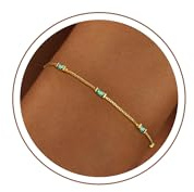 Fezodo Armband Damen Gold, 18K Gold/Silber Vergoldet 12 Monate Armband mit Geburtsstein Wasserfest Armbänder Verstellbares Armkette, Geburtstagsgeschenk Geschenke für Frauen Freundin Mädchen