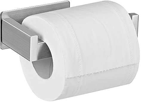 Aikzik Toilet Roll Holder Wall Mounted, Self Adhesive Toilet Paper Holder, Stick on Wall Stainless Steel for Bathroom&Kitchen - No Drilling, Waterproof