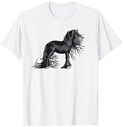 Lustiges Friesenpferd Cartoon Friese Pferd Reiter T-Shirt