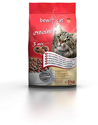 bewi cat Crocinis [5 kg] Katzenfutter | Für ausgewachsene Katzen ab dem 1. Jahr | 3-Mix Geschmack | für kastrierte Katzen geeignet