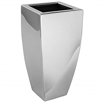 Fink - Vase, Blumenvase, Übertopf - Cube - Edelstahl - Farbe: Silber - (LxBxH) 17 x 17 x 35 cm