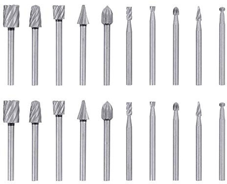 Bestgle 20Pcs 1/8 Inch(3mm) Shank HSS Router Burr Set, HSS Burrs Rotary Milling Bits Wood Routing Tool for Rotary Engraving Woodworking Tool
