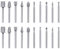 Bestgle 20Pcs 1/8 Inch(3mm) Shank HSS Router Burr Set, HSS Burrs Rotary Milling Bits Wood Routing Tool for Rotary Engraving Woodworking Tool