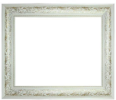 Barockrahmen weiß-Gold verziert 917 BIA/ORO, Leerrahmen, 70x100 cm