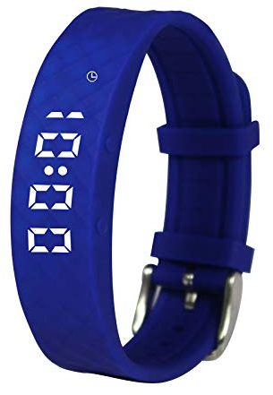 Blue Pivotell Vibratime Vibrations-Pillen-Erinnerungsuhr, mit bis zu 12 täglichen Alarmen, wiederaufladbar (USB-Ladegerät im Lieferumfang enthalten), Modern