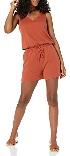 Amazon Essentials Women's Studio Terry Romper, Terracotta, S