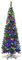 SHATCHI 8Ft/2.4m Pre-Lit Artificial Slim Christmas Green Pencil Tree, Pointed Tips, Metal Stand Multicolour LEDs Lights Holiday Home Decorations, 240 cm
