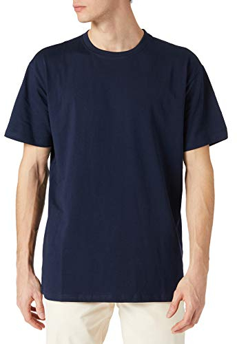URBAN CLASSICS Men's Basic Oversized T-Shirt, Wide Cut, Long Tee, Short Sleeves Shirt with Crew Neck, 100% Jersey Cotton, in Midnightnavy, Size: 4XL