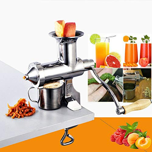 Exprimidor manual para hierbas silvestres, hierba, hierba de trigo, exprimidor de fruta, exprimidor manual de acero inoxidable 304, 2 filtros de acero inoxidable