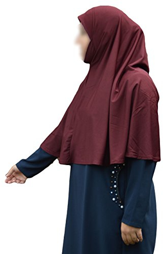 Yaqeen aparell XL One Piece al Amira Instant Hijab mit Kinnschutz, ideal für Zuhause/Büro/Moschee/Madrassa/Umrah/Hadsch/Ramadan/Eid/Geschenk, weinrot, Einheitsgröße