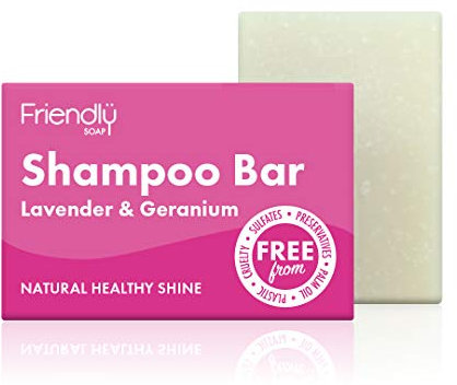 Friendly Soap Handmade Natural Lavender & Geranium Shampoo Bar - Relaxing, Rich, Nourishing 95g