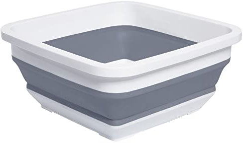 Goderewild Casseroles pliables de 9 l pour laver la vaisselle, économie d'espace, bac de rangement pliable pour camping en plein air, lavage des légumes, camping-car (gris)